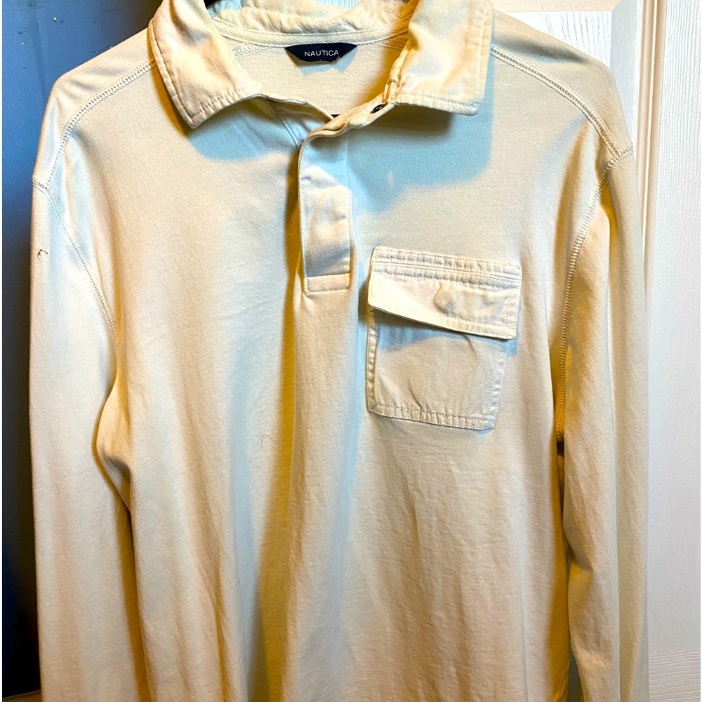 Nautica cotton pullover pocket & 2 buttons. Cream colored never worn